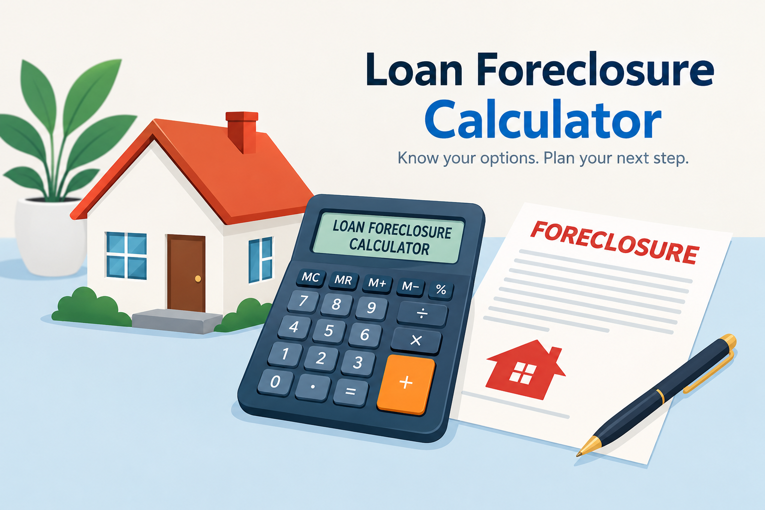 Loan foreclosure calculator to estimate outstanding loan amounts, foreclosure charges, and potential interest savings before closing a personal loan early.